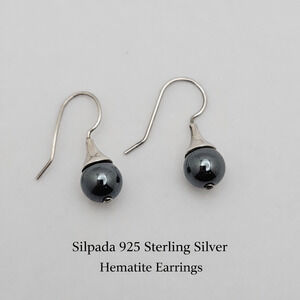 Vintage Silpada Sterling Silver Hematite Drop Earrings on French Hook